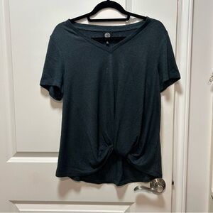 Bobeau Charcoal V-Neck Twist Tee